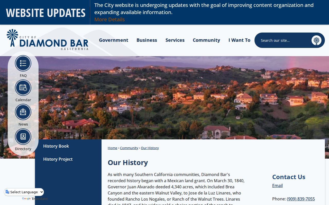 Diamond Bar city directory local development history