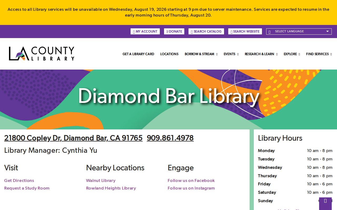 Diamond Bar city directory local library research services