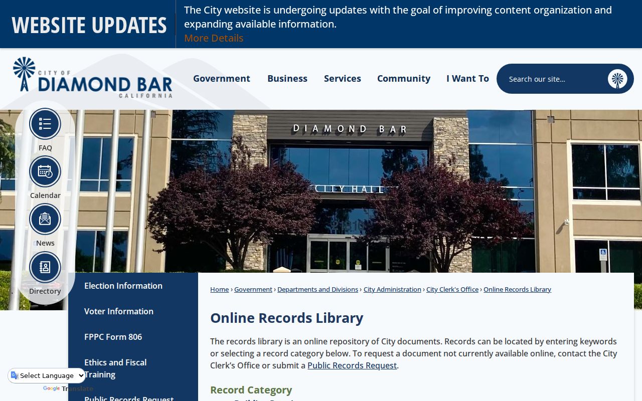 Diamond Bar residents directory city online records library