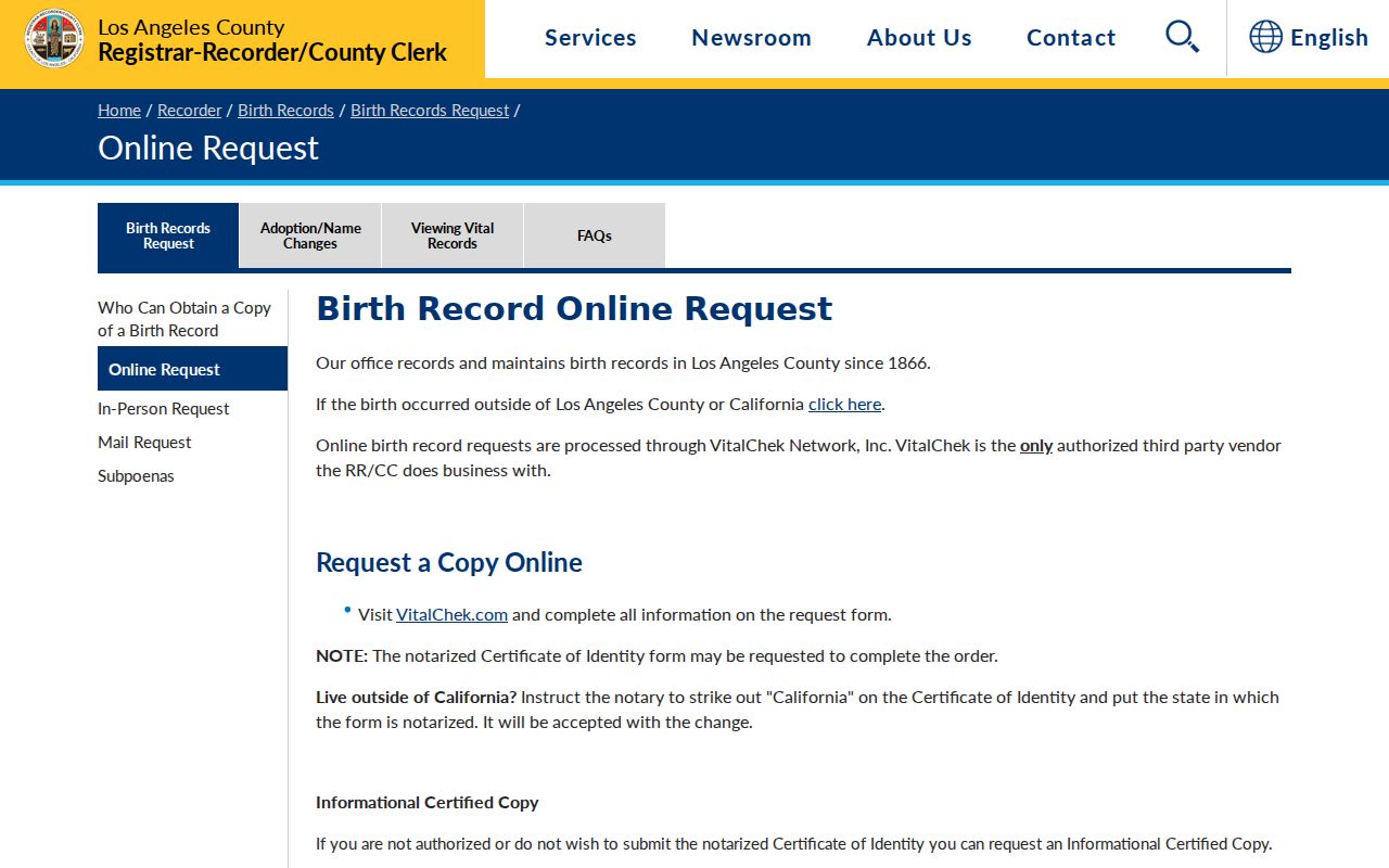Diamond Bar previous residents county birth record ordering