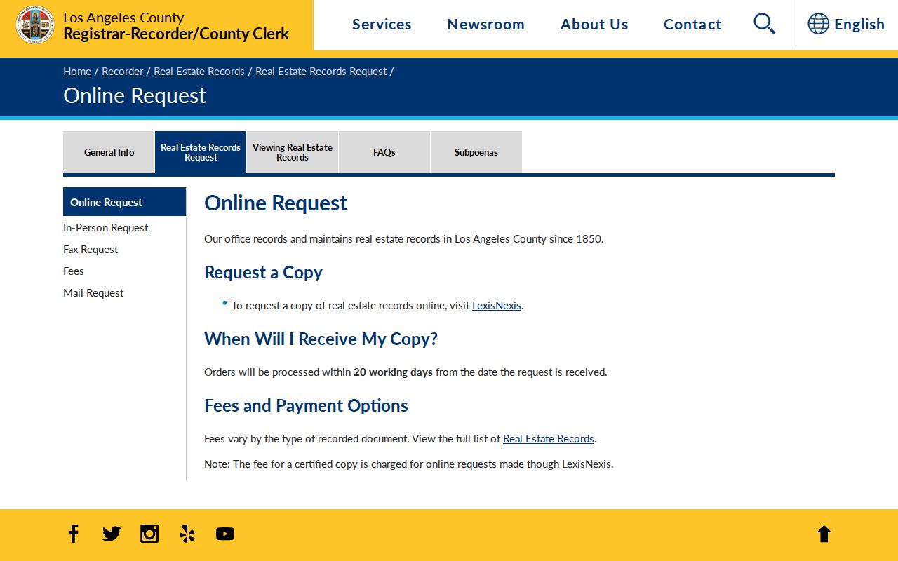 Diamond Bar street directory recorded document copy order