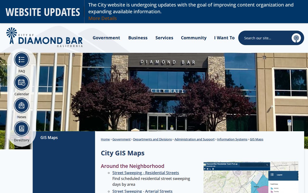 Diamond Bar street directory city parcel viewer map